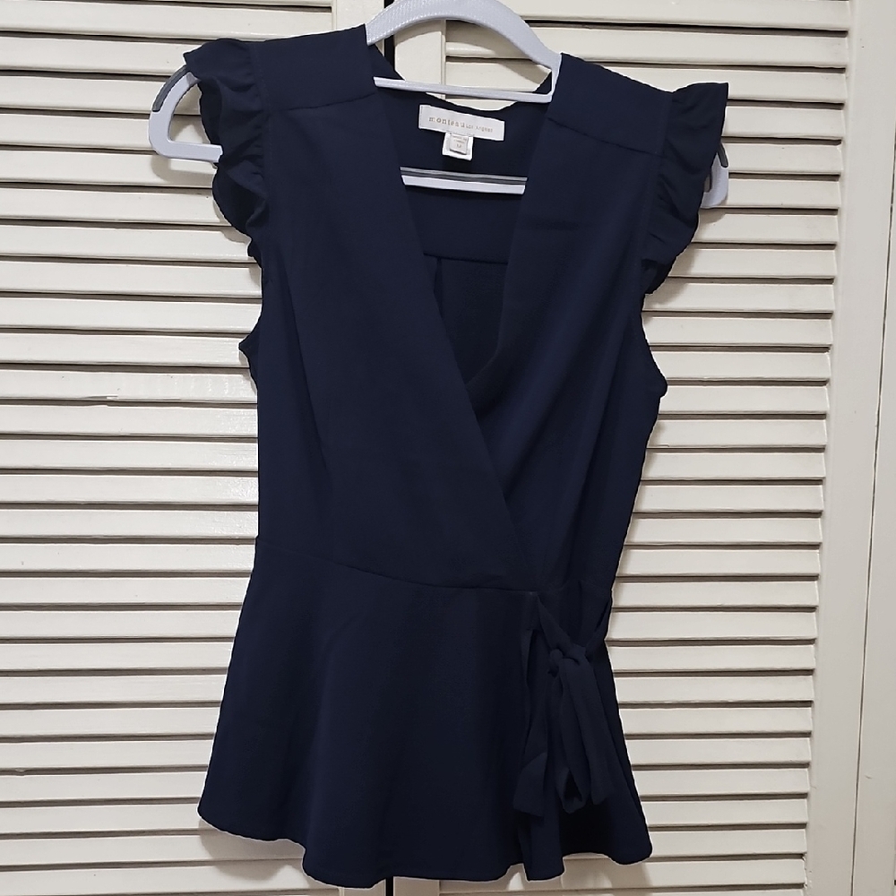 Montreau Los Angeles Navy Sleeveless Top with Front Tie